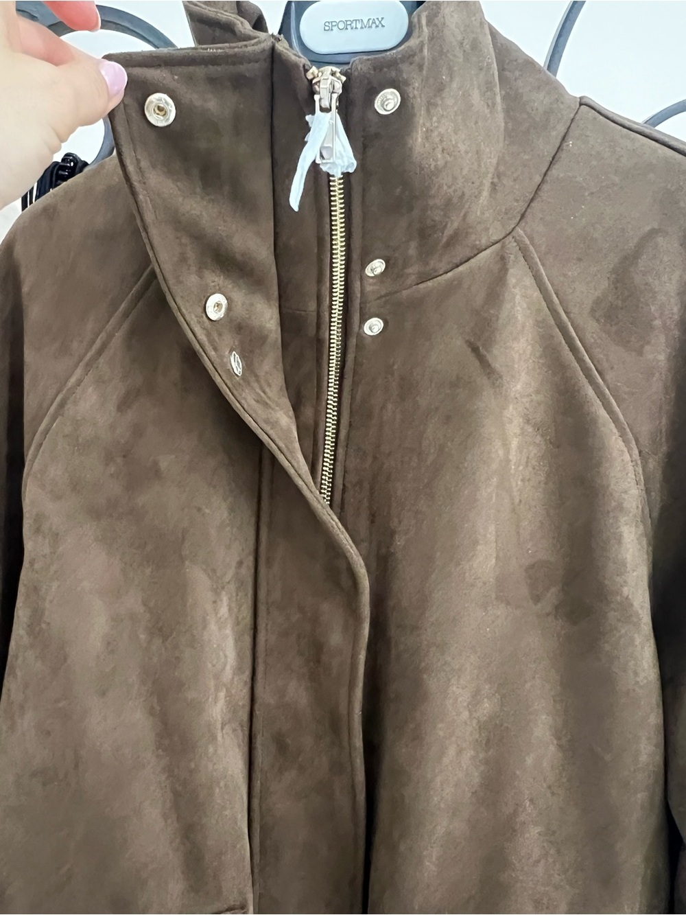 BNWT ZARA WOMAN FAUX SUEDE POCKET JACKET Dark brown - Picture 12 of 14